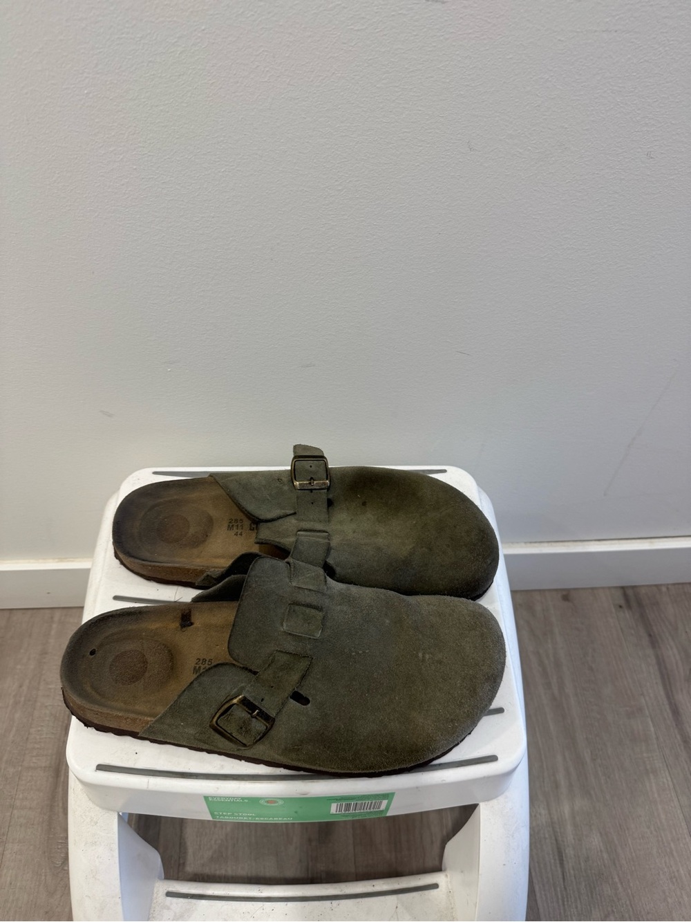 Birkenstock Olive Suede Two-Buckle Slip-On Clogs